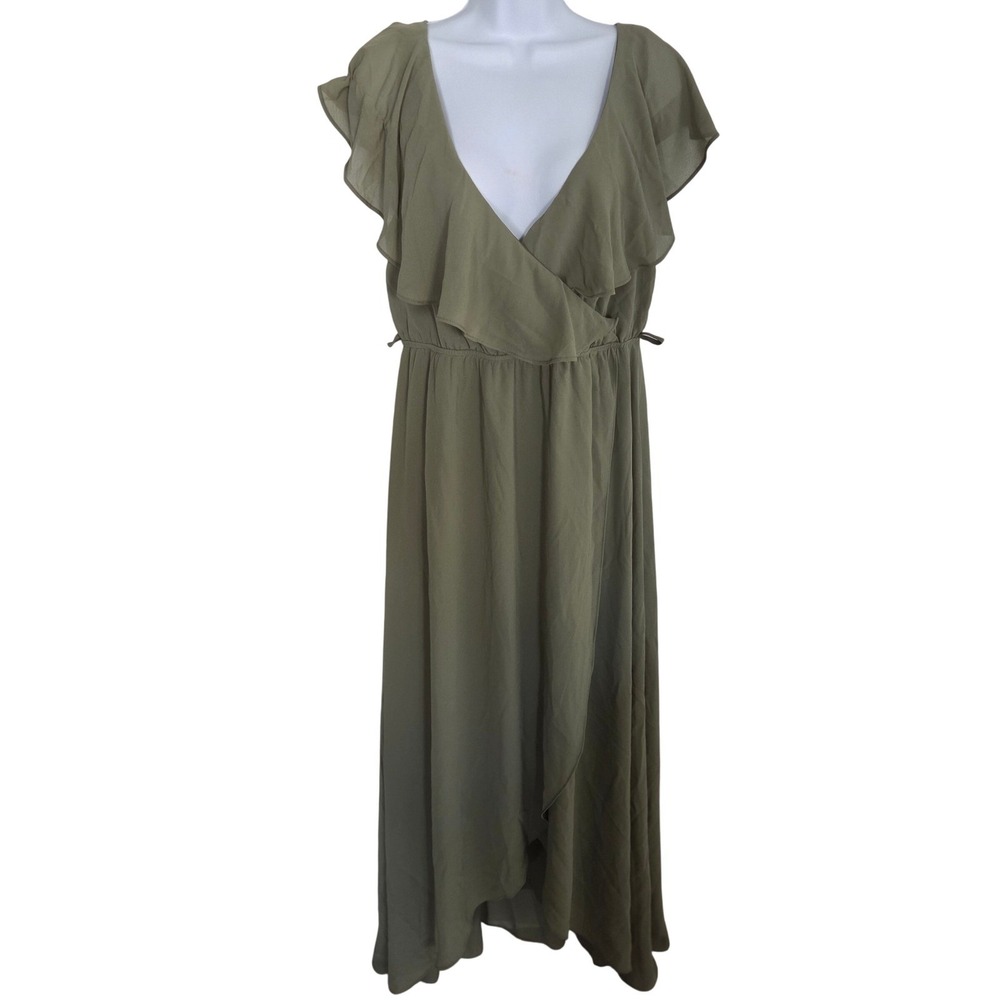 Baltic Born NEW XL Green Ruffle Wrap Maxi Dress Formal Boho Wedding Party Fairy